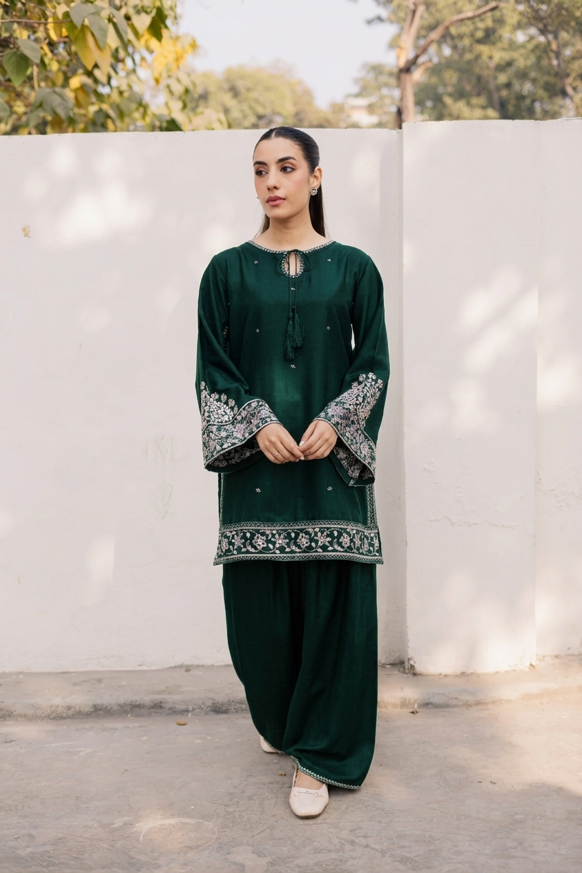 2PC Summer Embroidered Dress - 1216