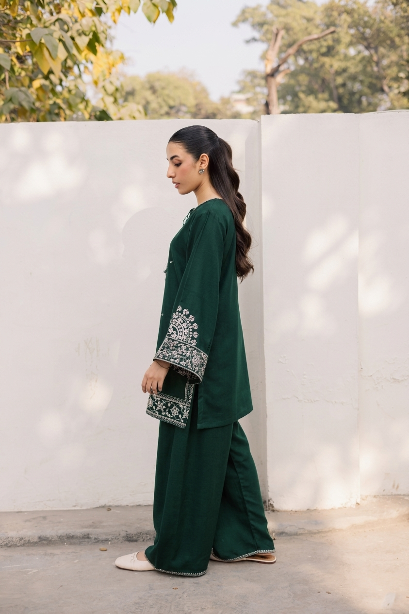 2PC Summer Embroidered Dress - 1216