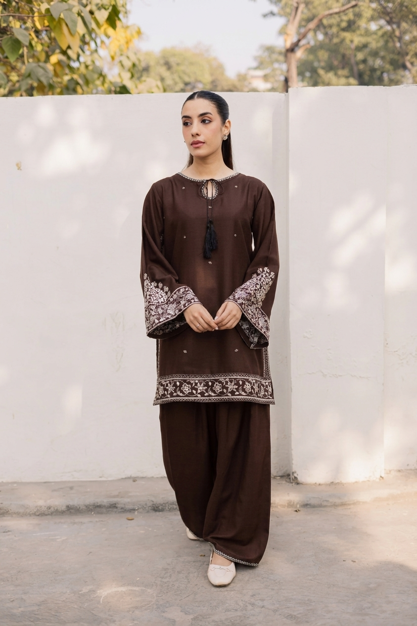 2PC Summer Embroidered Dress - 1215