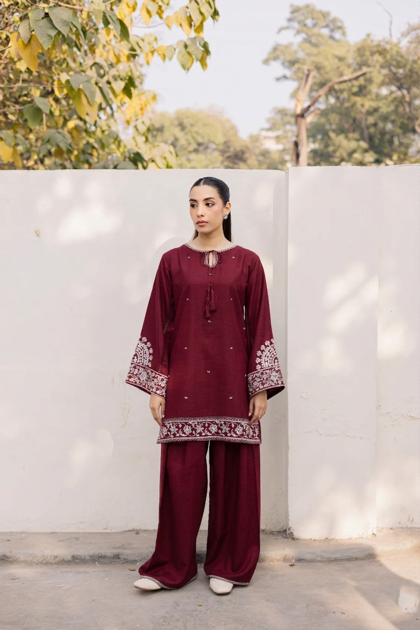 2PC Summer Embroidered Dress - 1217