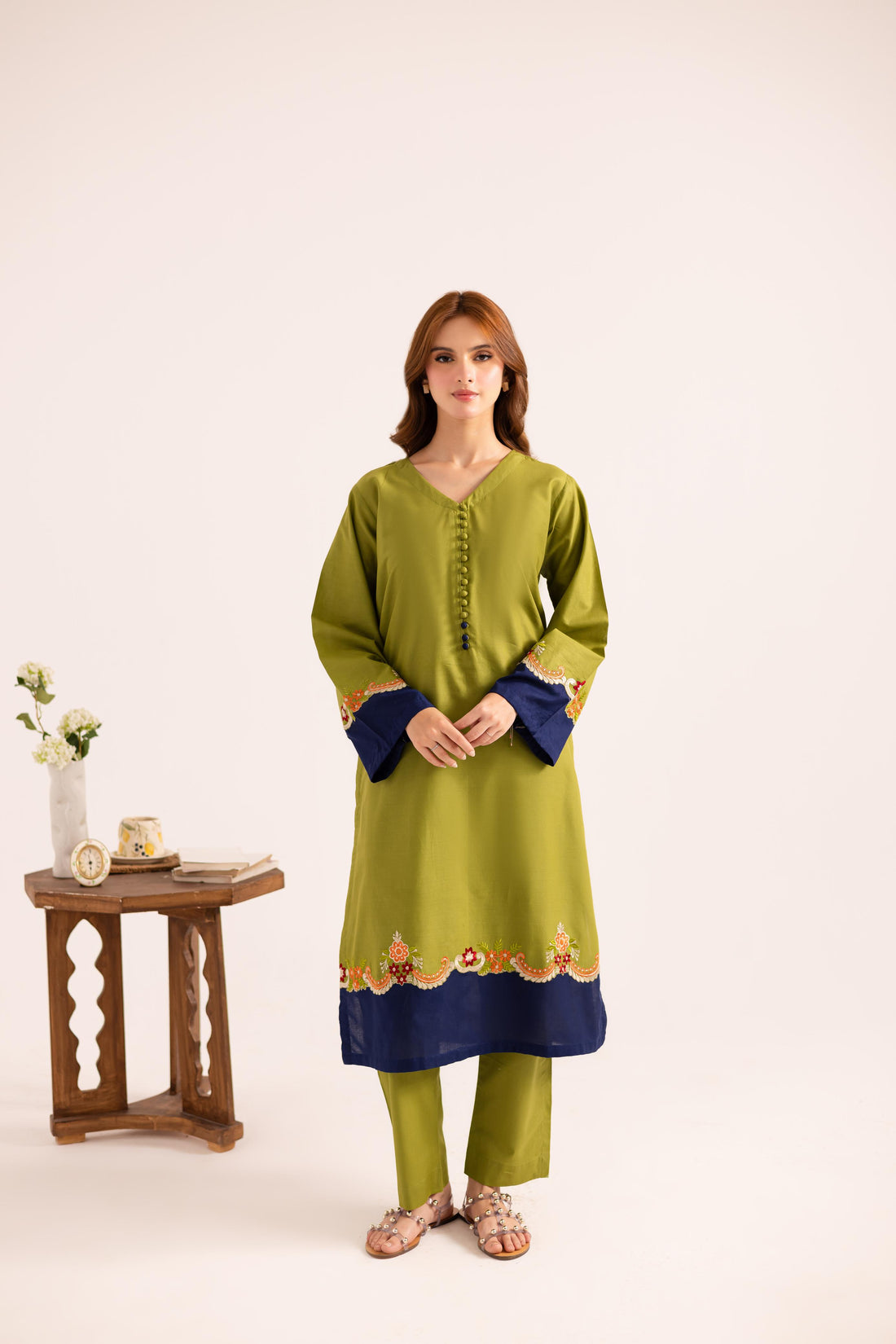 2PC Embroidered Dress - 1143