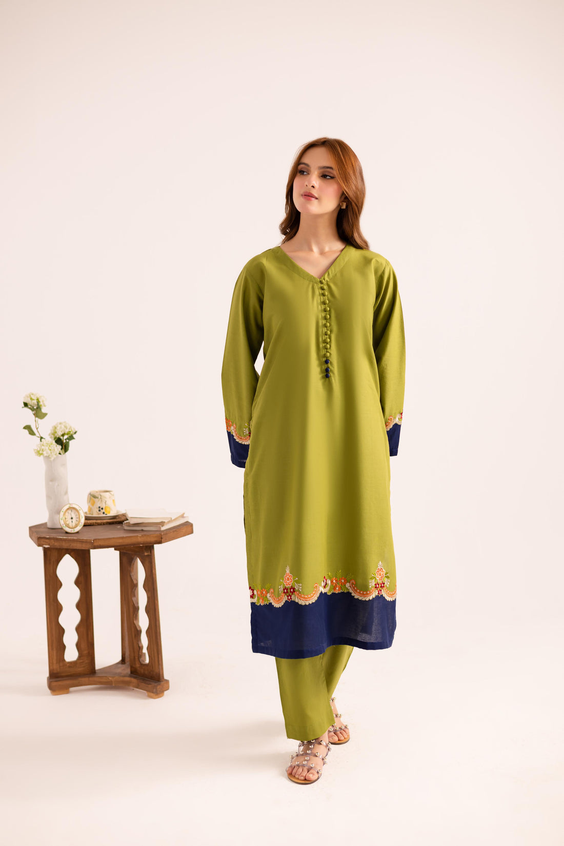 2PC Embroidered Dress - 1143