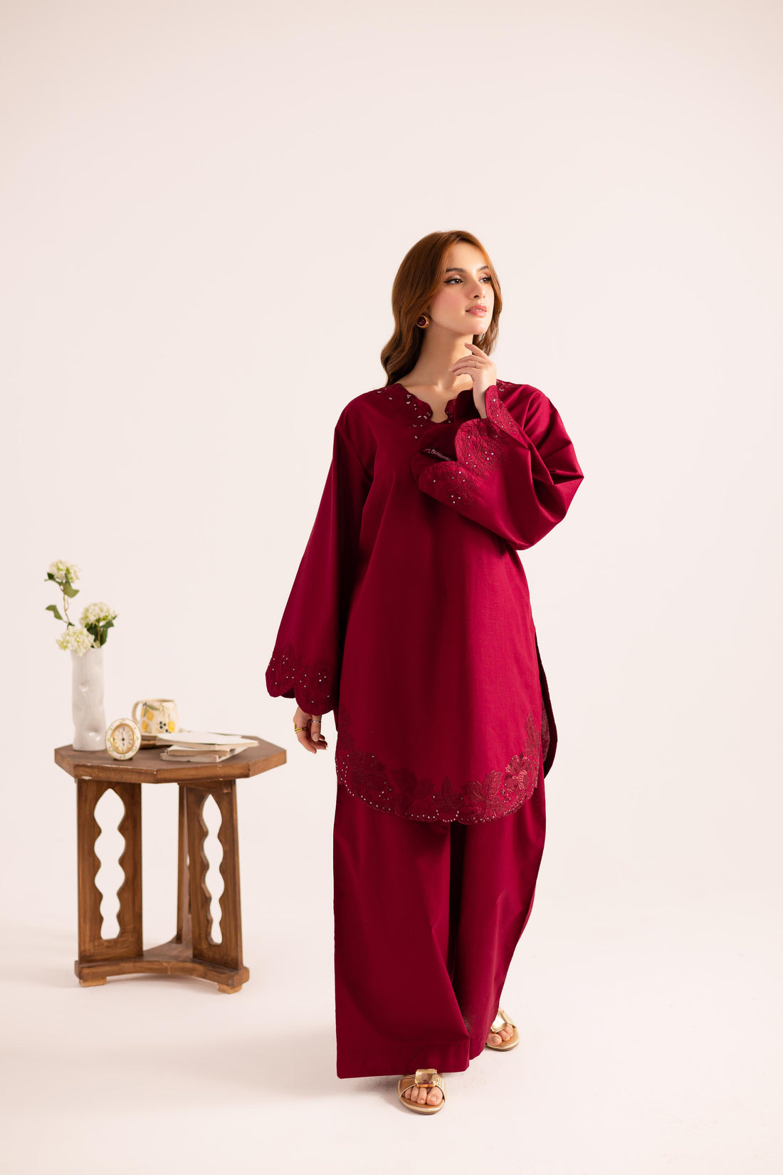 2PC Embroidered Dress - 1145
