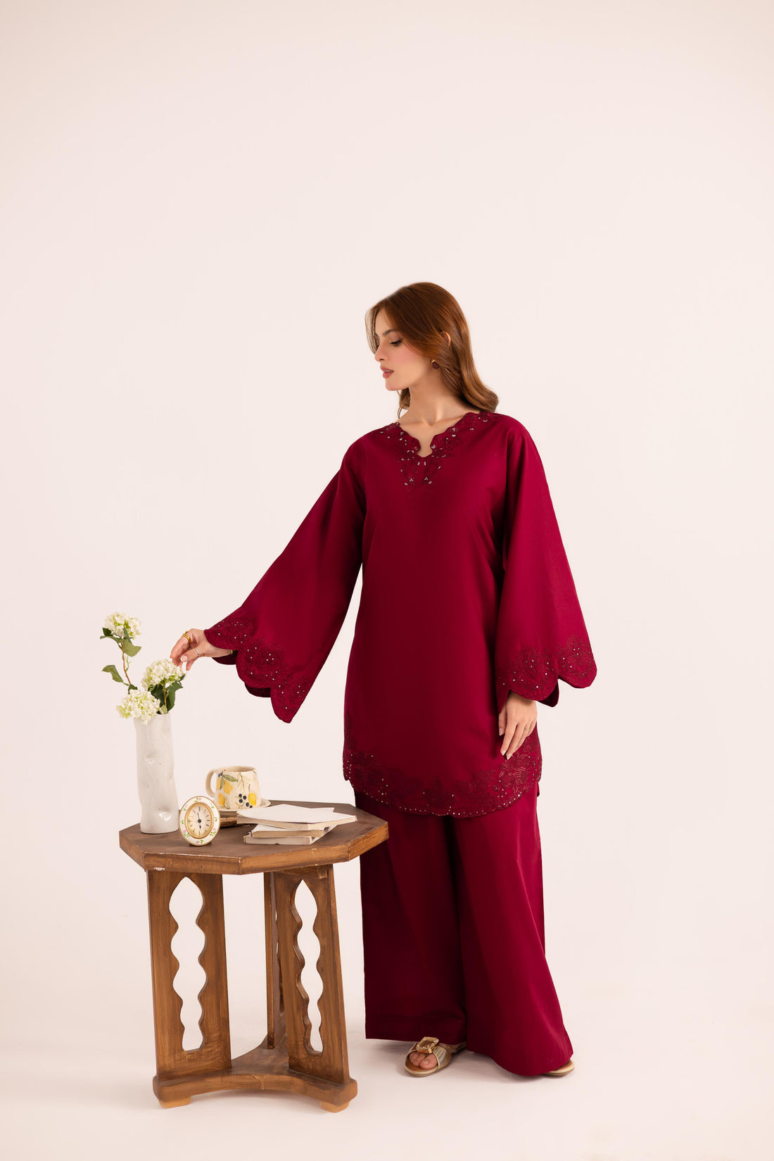 2PC Embroidered Dress - 1145