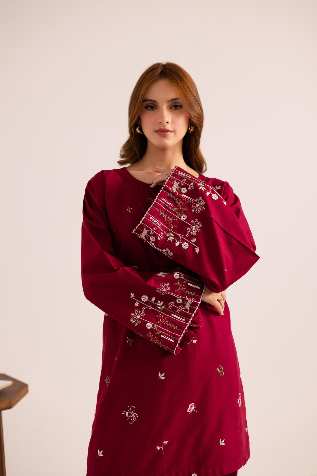 2PC Embroidered Dress - 1146