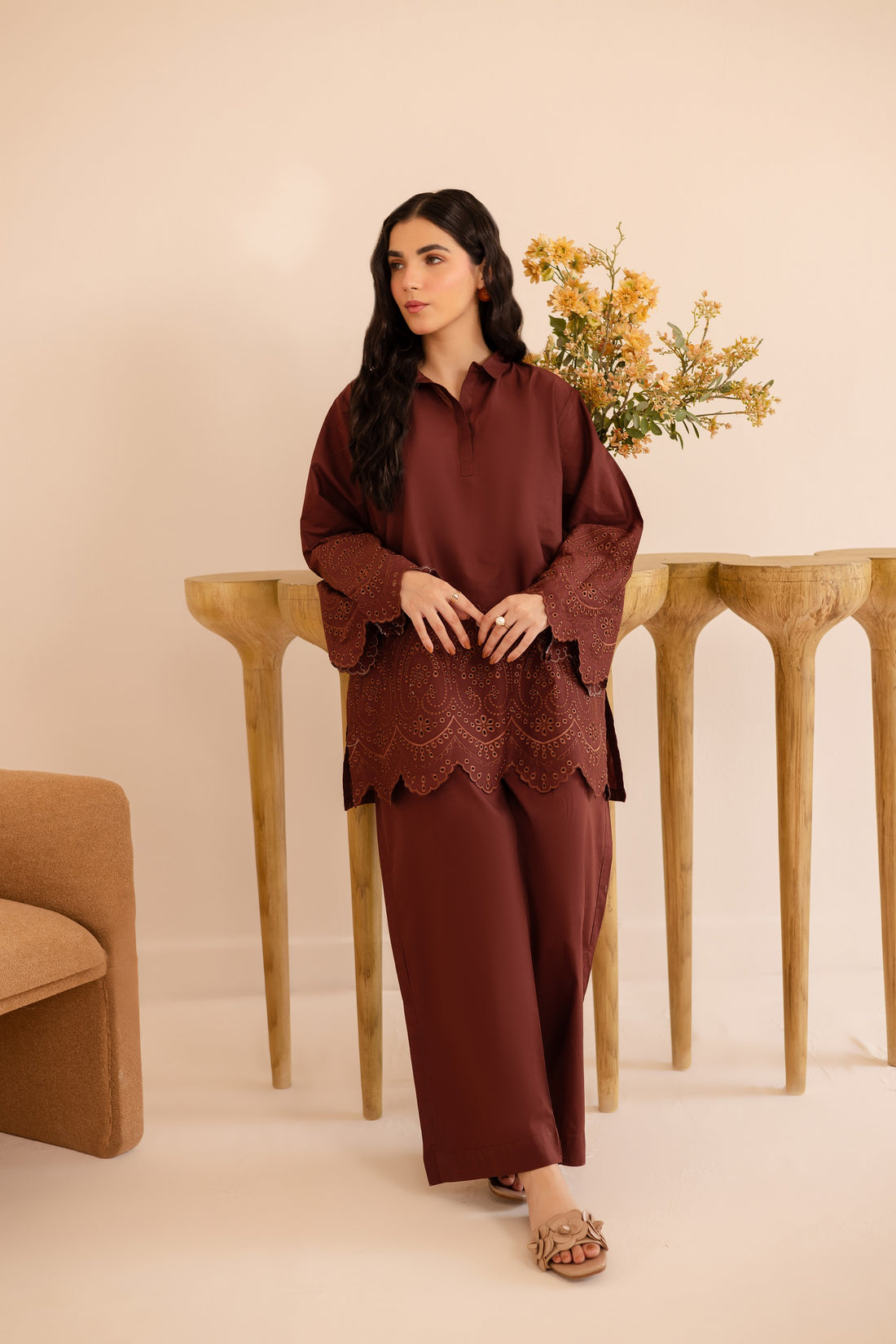 Schiffli Embroidered Co-Ord - 1154