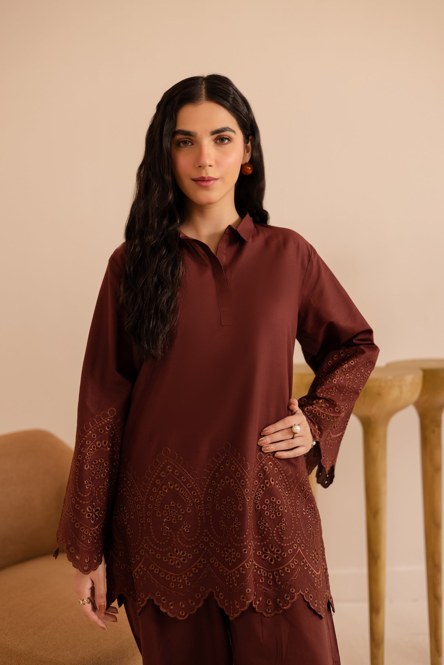 Schiffli Embroidered Co-Ord - 1154