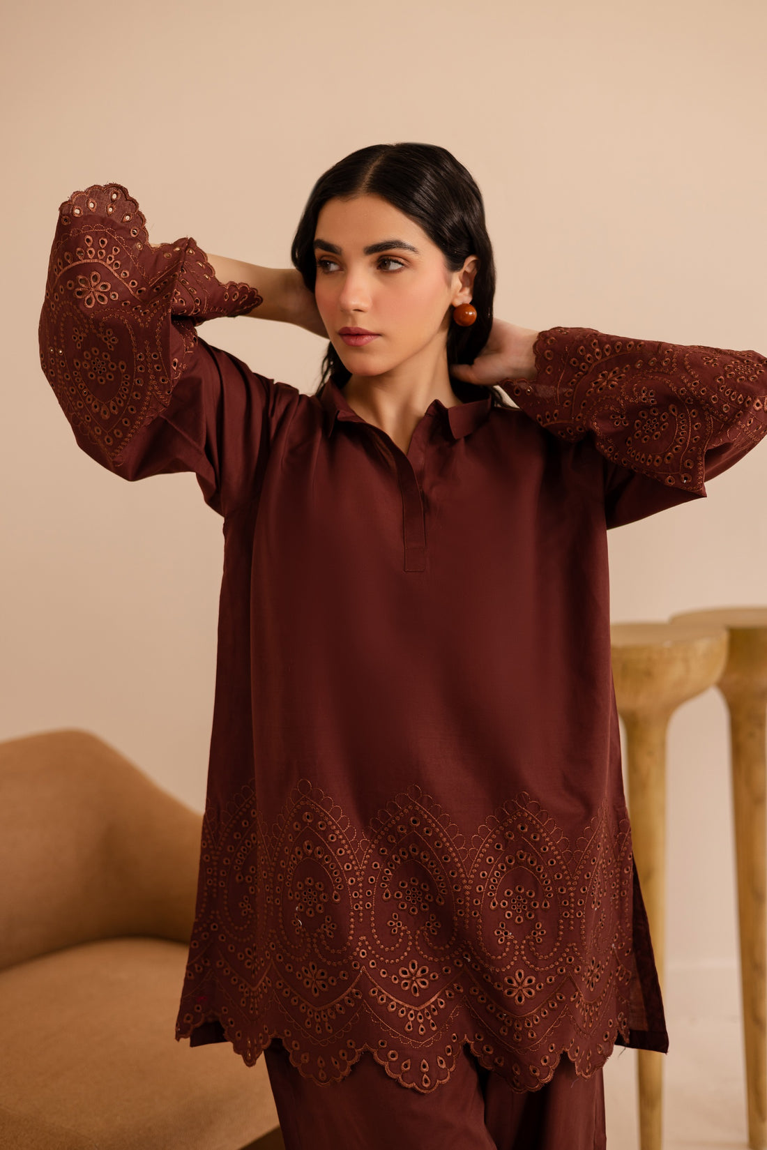 Schiffli Embroidered Co-Ord - 1154