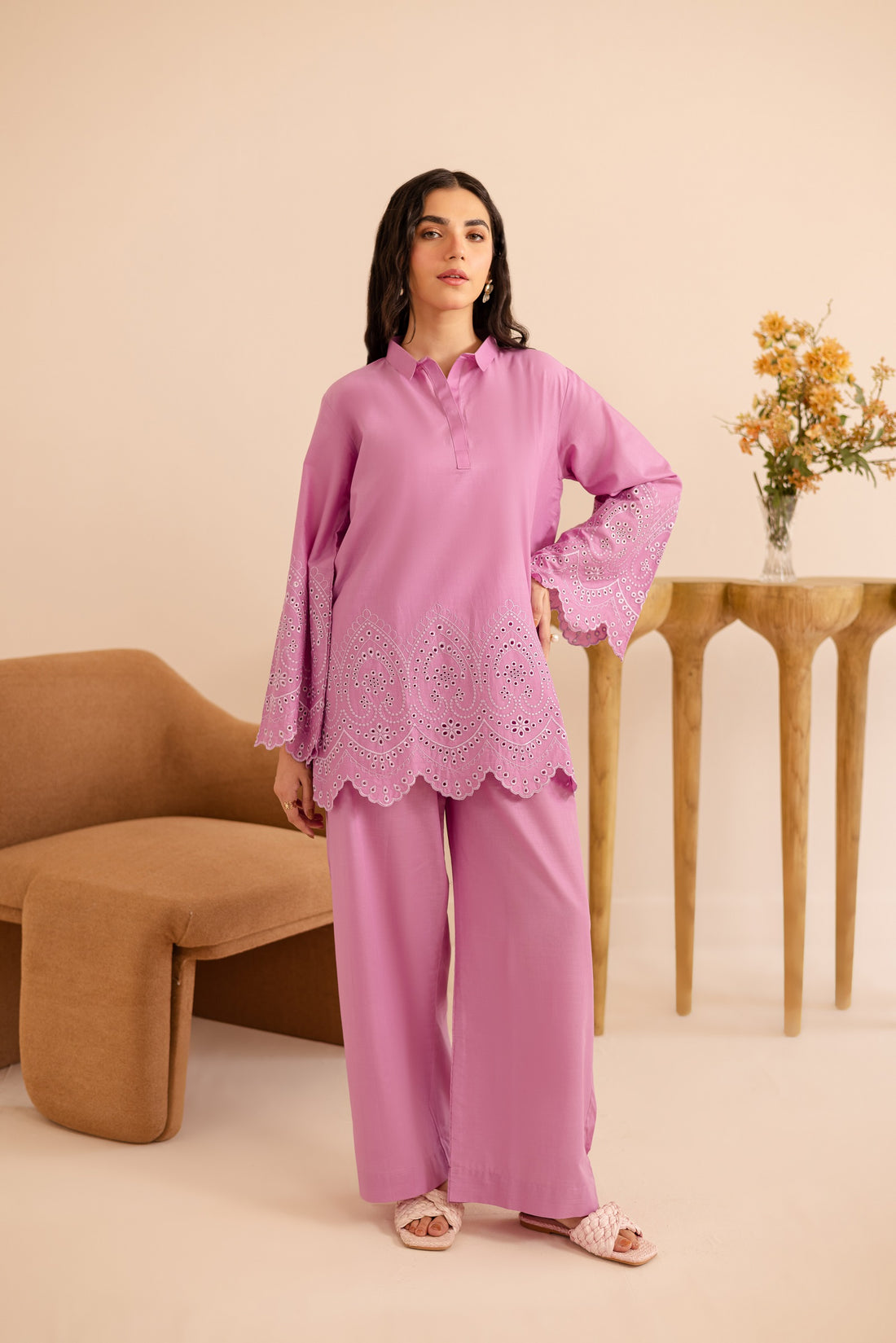 Schiffli Embroidered Co-Ord - 1155