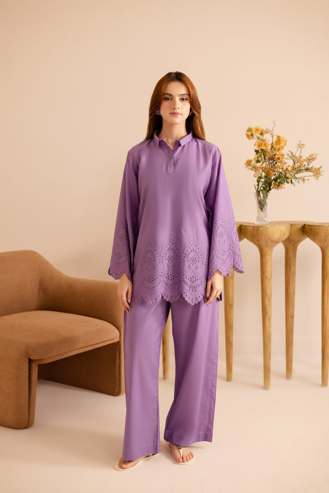 Schiffli Embroidered Co-Ord - 1156