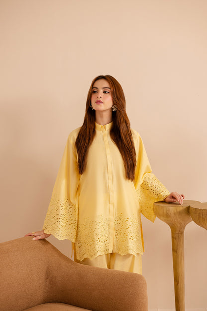 Schiffli Embroidered Co-Ord - 1161-B.YLW