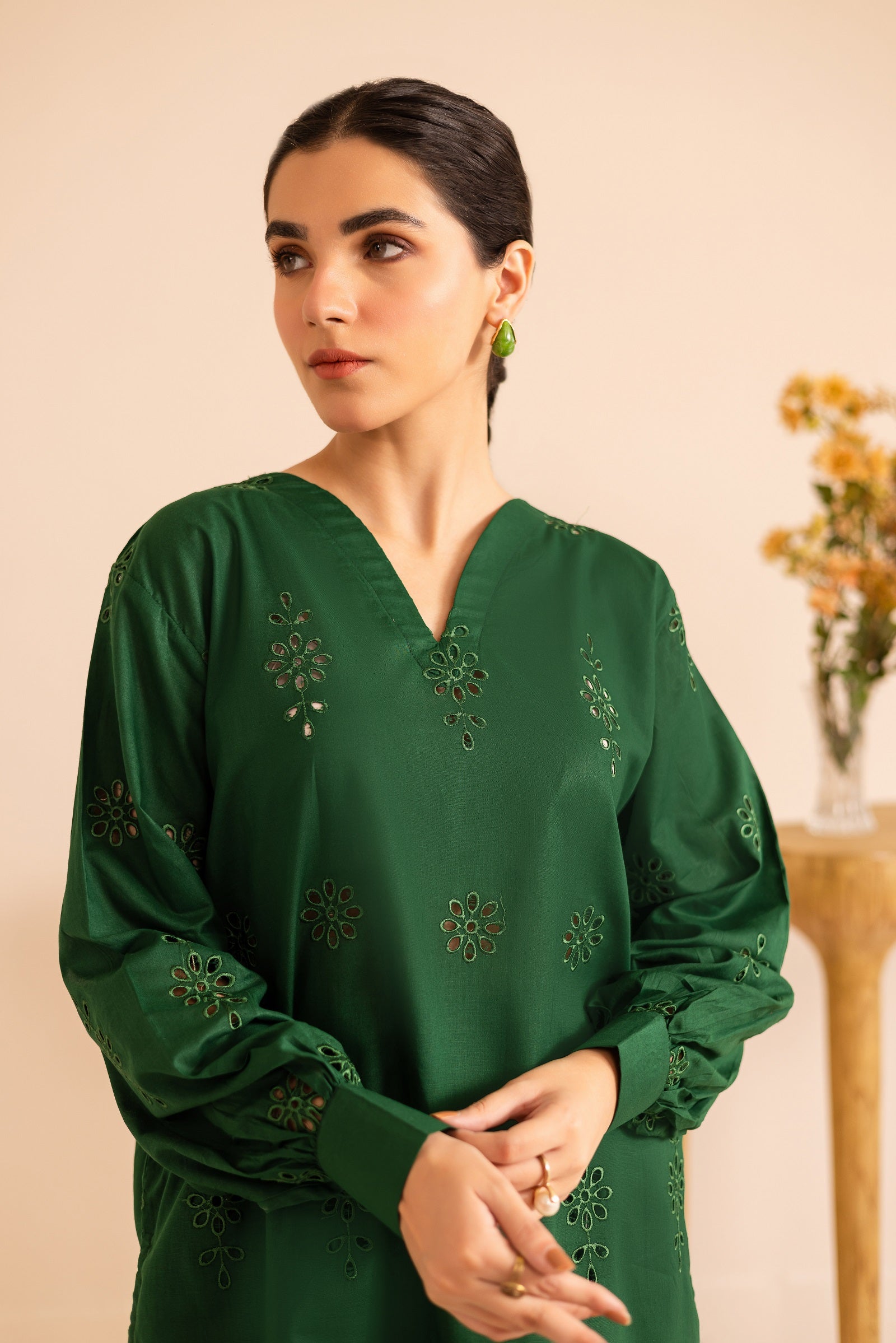 Schiffli Embroidered Co-Ord - 1168-MNG