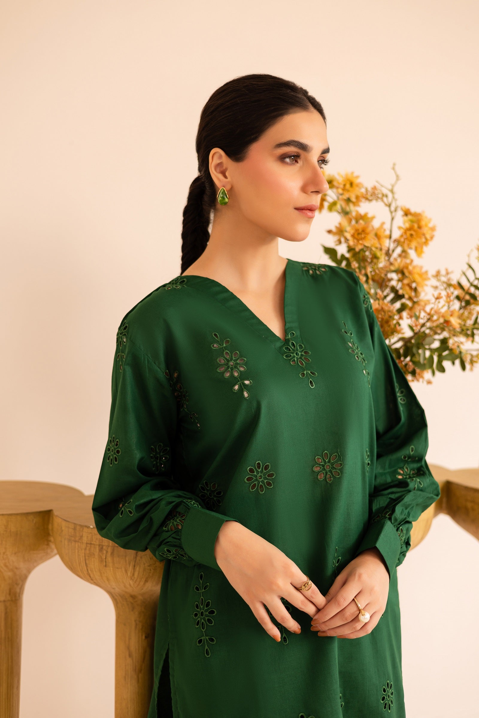 Schiffli Embroidered Co-Ord - 1168-MNG