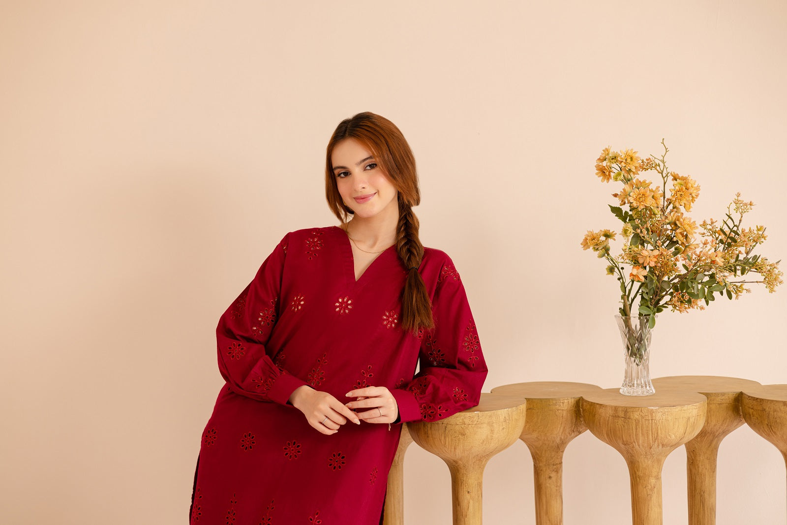Schiffli Embroidered Co-Ord - 1169-MRN