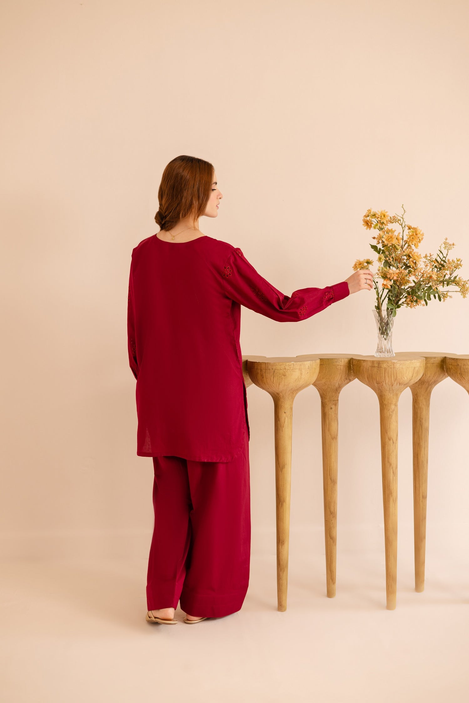 Schiffli Embroidered Co-Ord - 1169-MRN