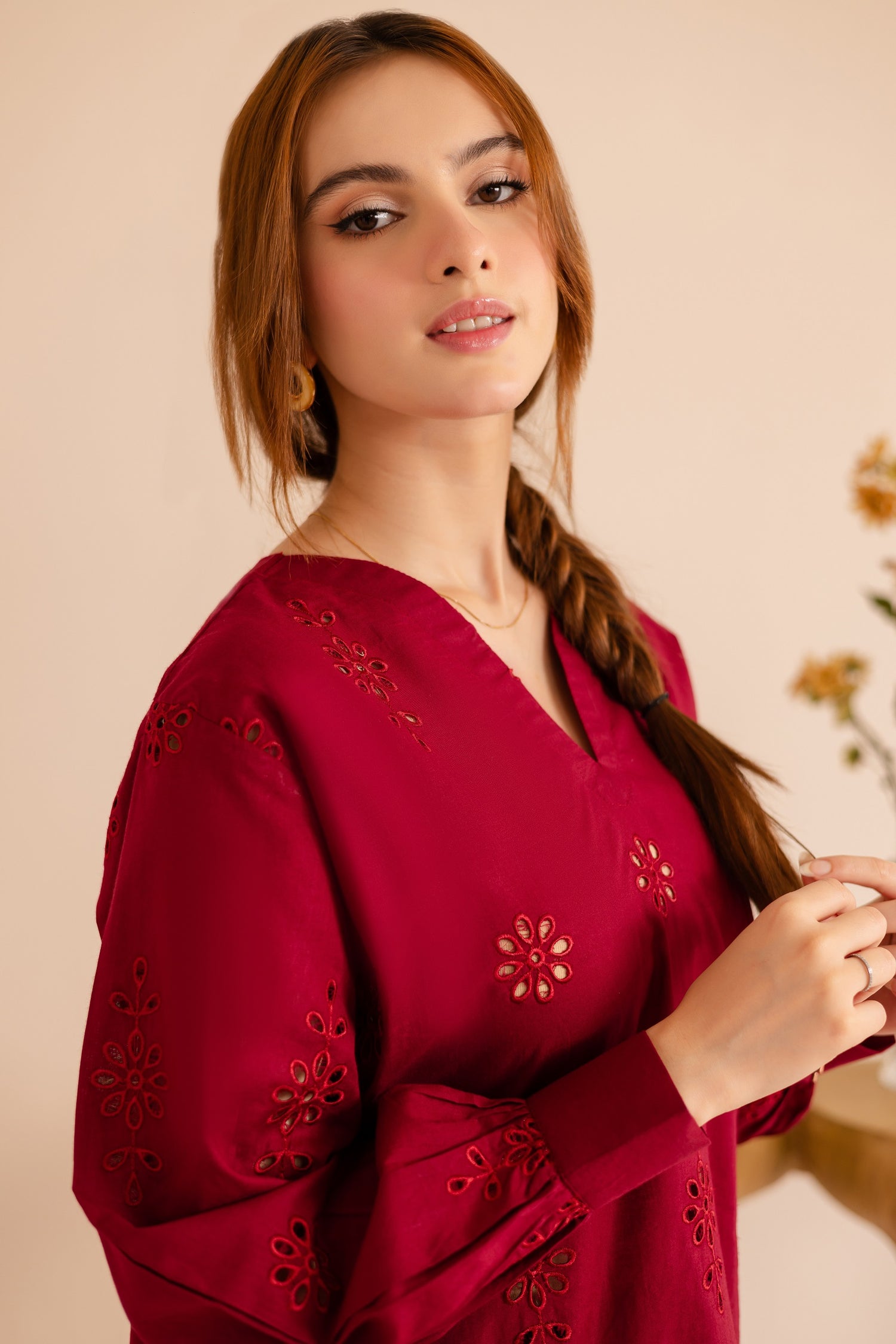 Schiffli Embroidered Co-Ord - 1169-MRN