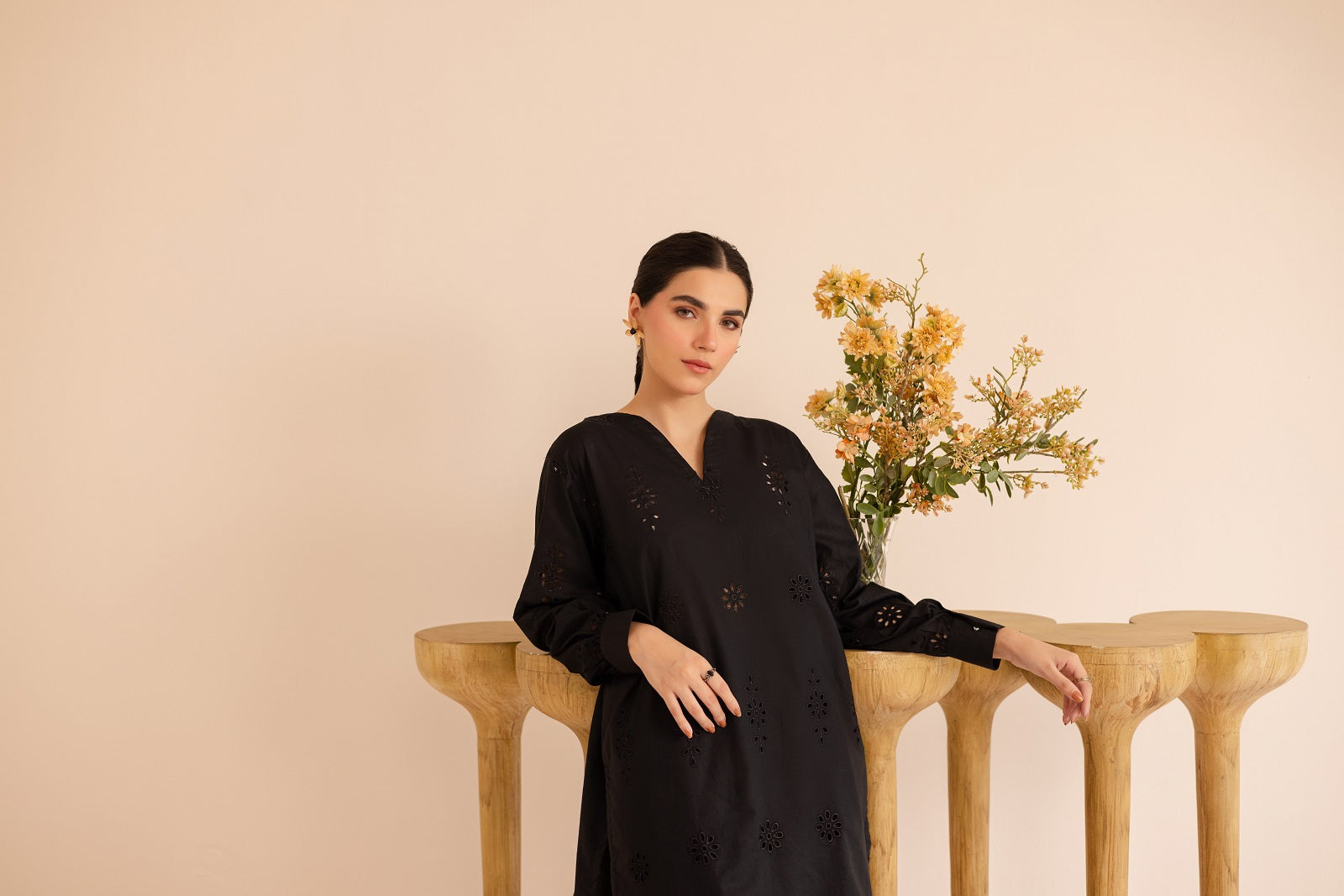 Schiffli Embroidered Co-Ord - 1170-BLK