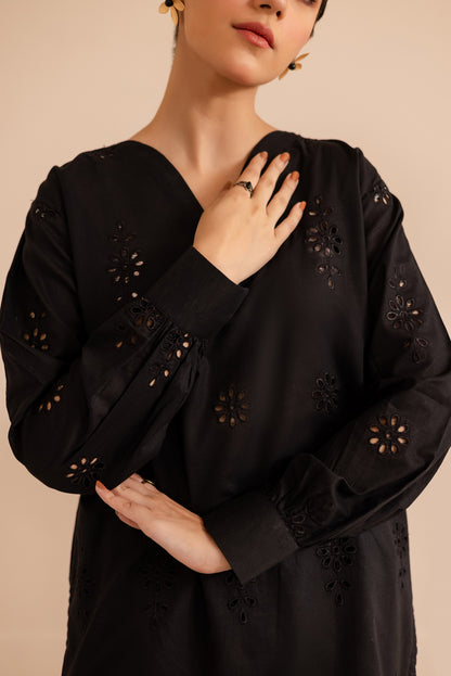 Schiffli Embroidered Co-Ord - 1170-BLK