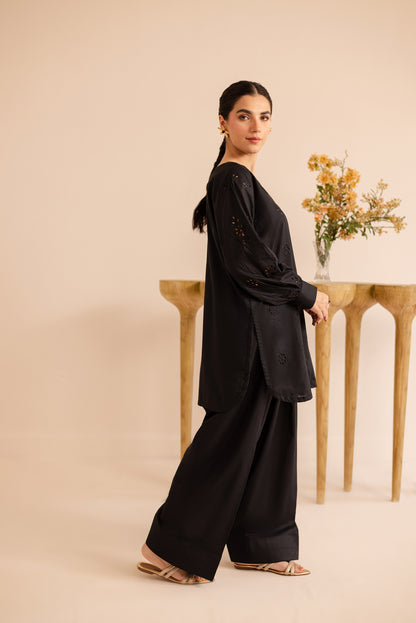Schiffli Embroidered Co-Ord - 1170-BLK
