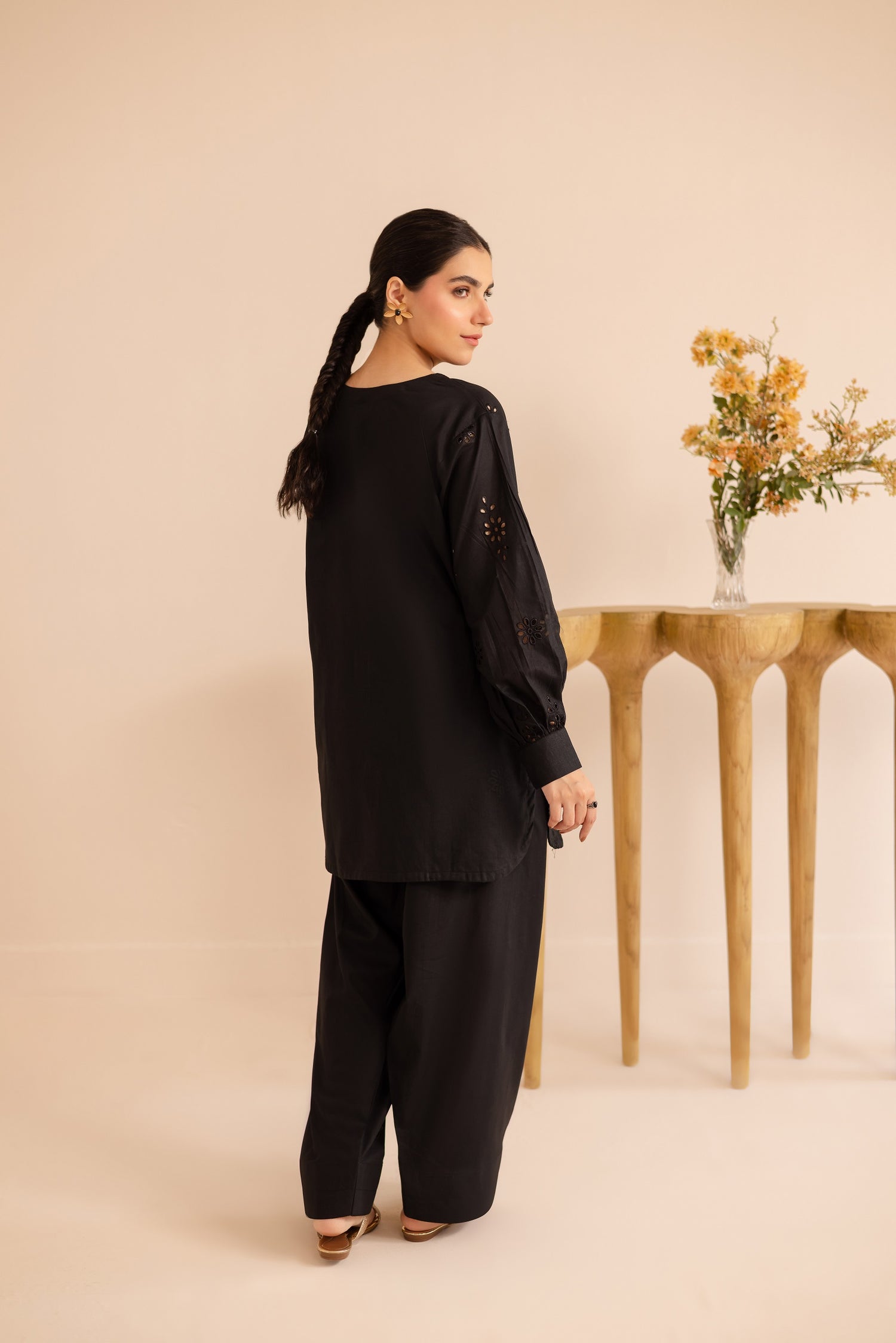 Schiffli Embroidered Co-Ord - 1170-BLK