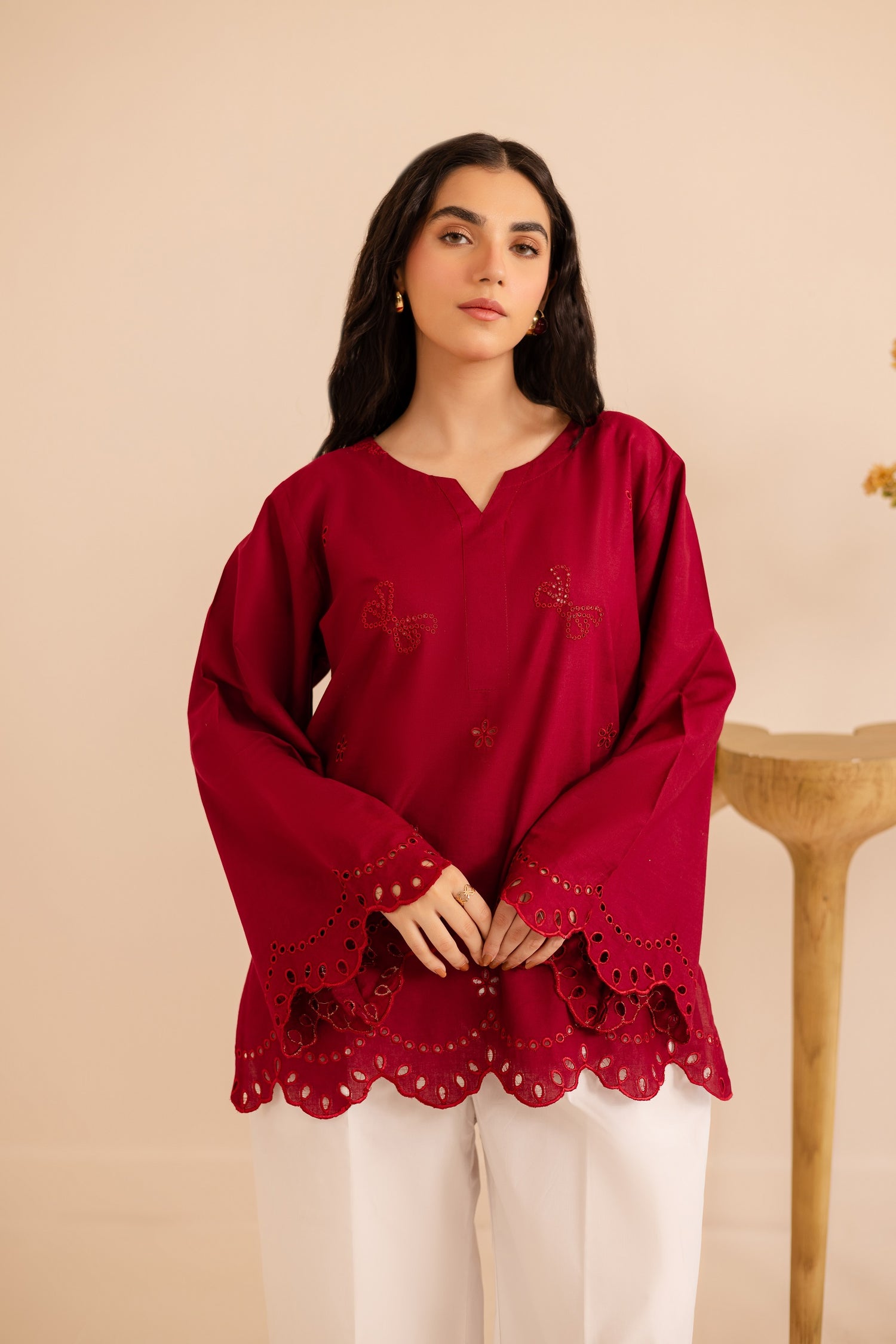 Schiffli Embroidered Co-Ord - 1172-MRN