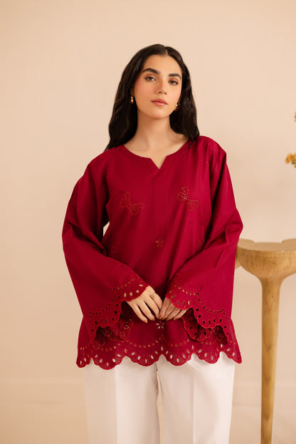 Schiffli Embroidered Co-Ord - 1172-MRN