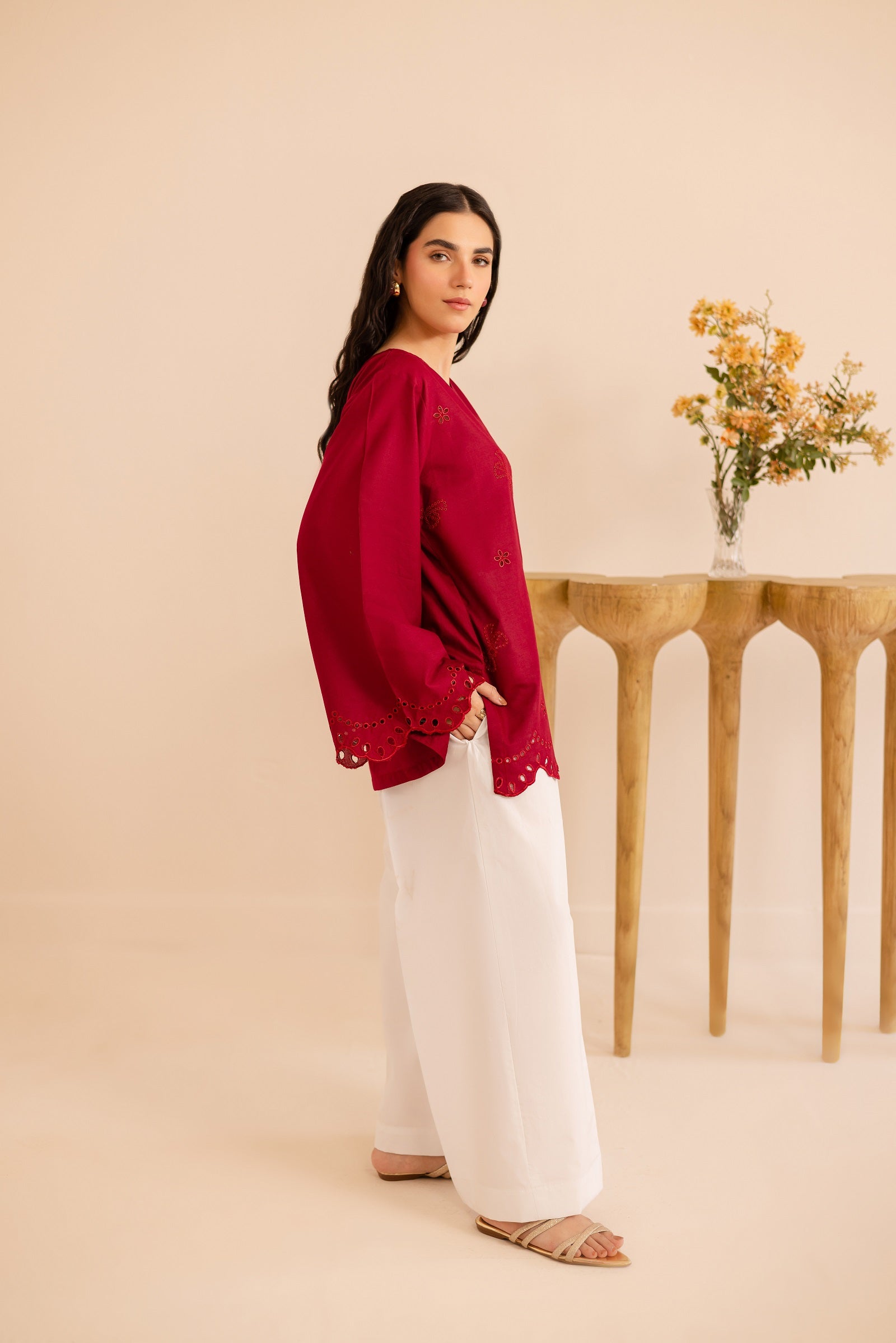 Schiffli Embroidered Co-Ord - 1172-MRN