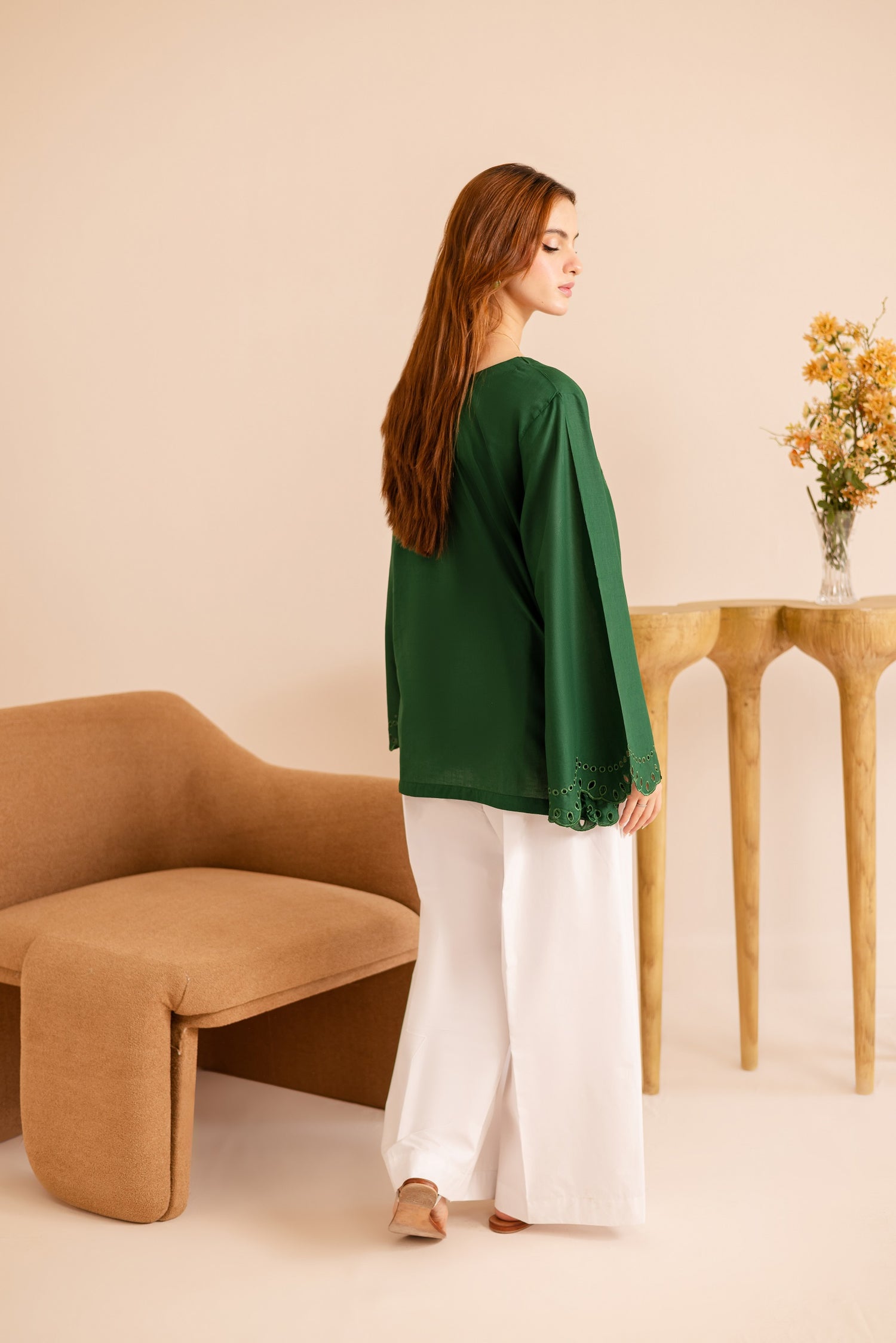 Schiffli Embroidered Co-Ord - 1173-MNG