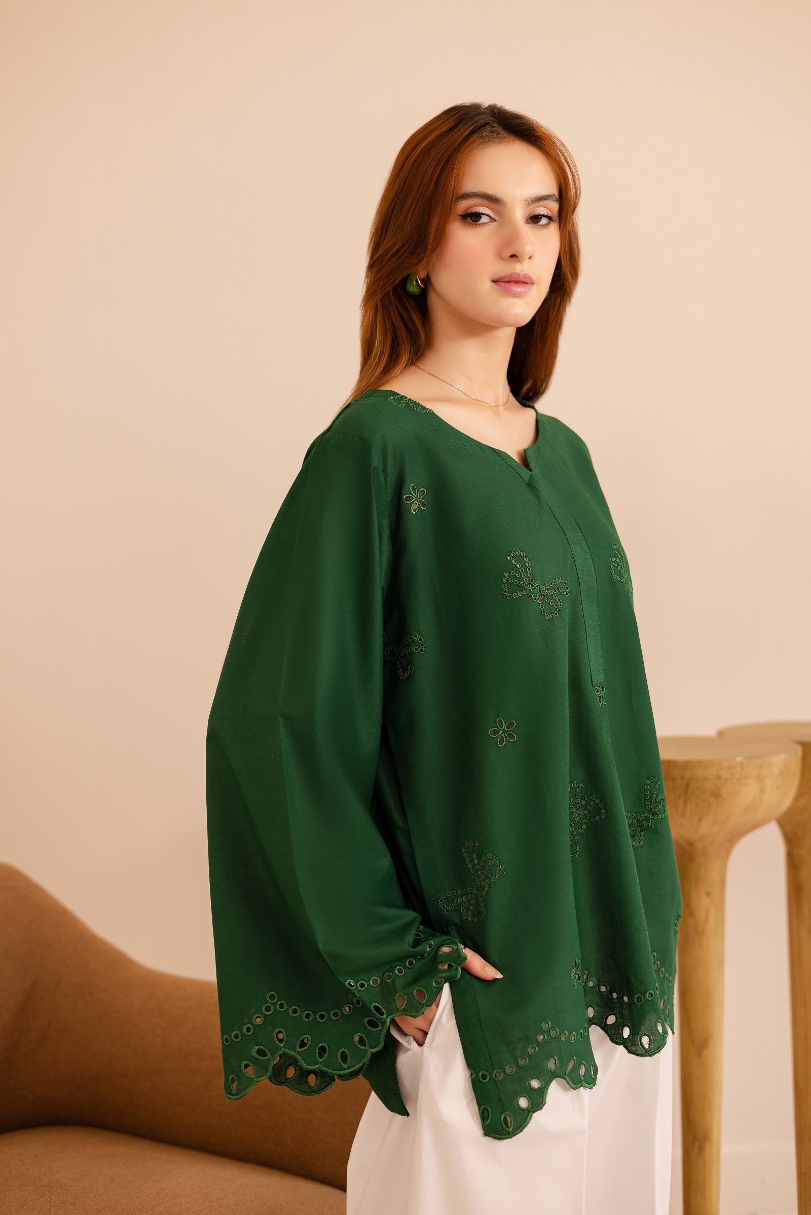 Schiffli Embroidered Co-Ord - 1173-MNG