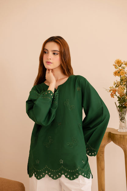 Schiffli Embroidered Co-Ord - 1173-MNG