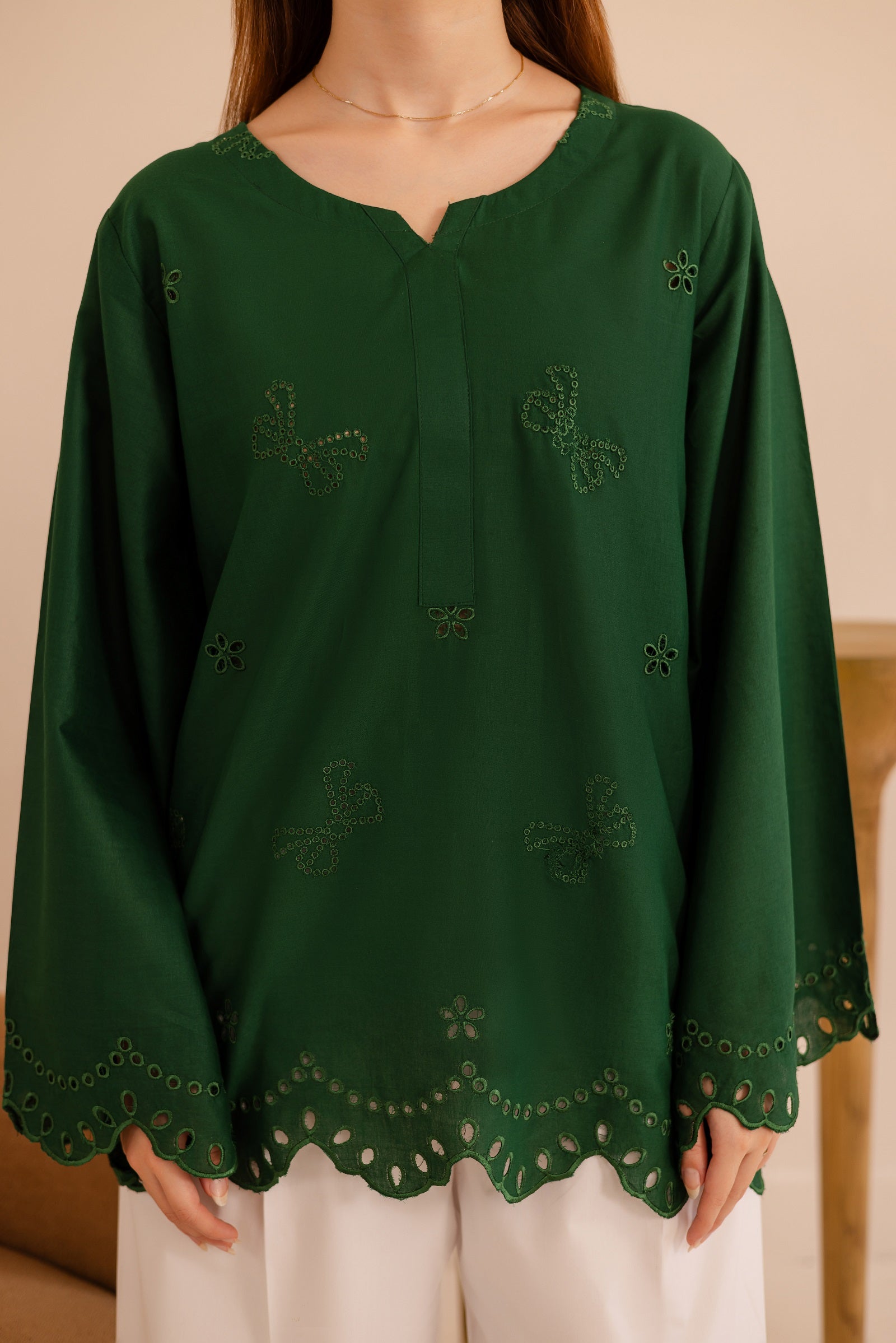 Schiffli Embroidered Co-Ord - 1173-MNG