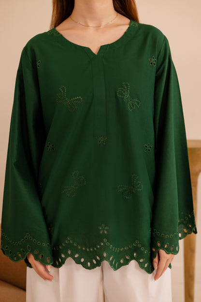 Schiffli Embroidered Co-Ord - 1173-MNG