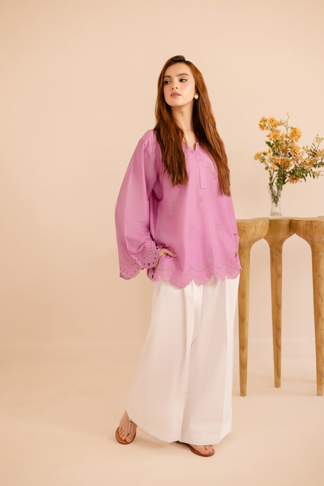 Schiffli Embroidered Co-Ord - 1174-L.LIL