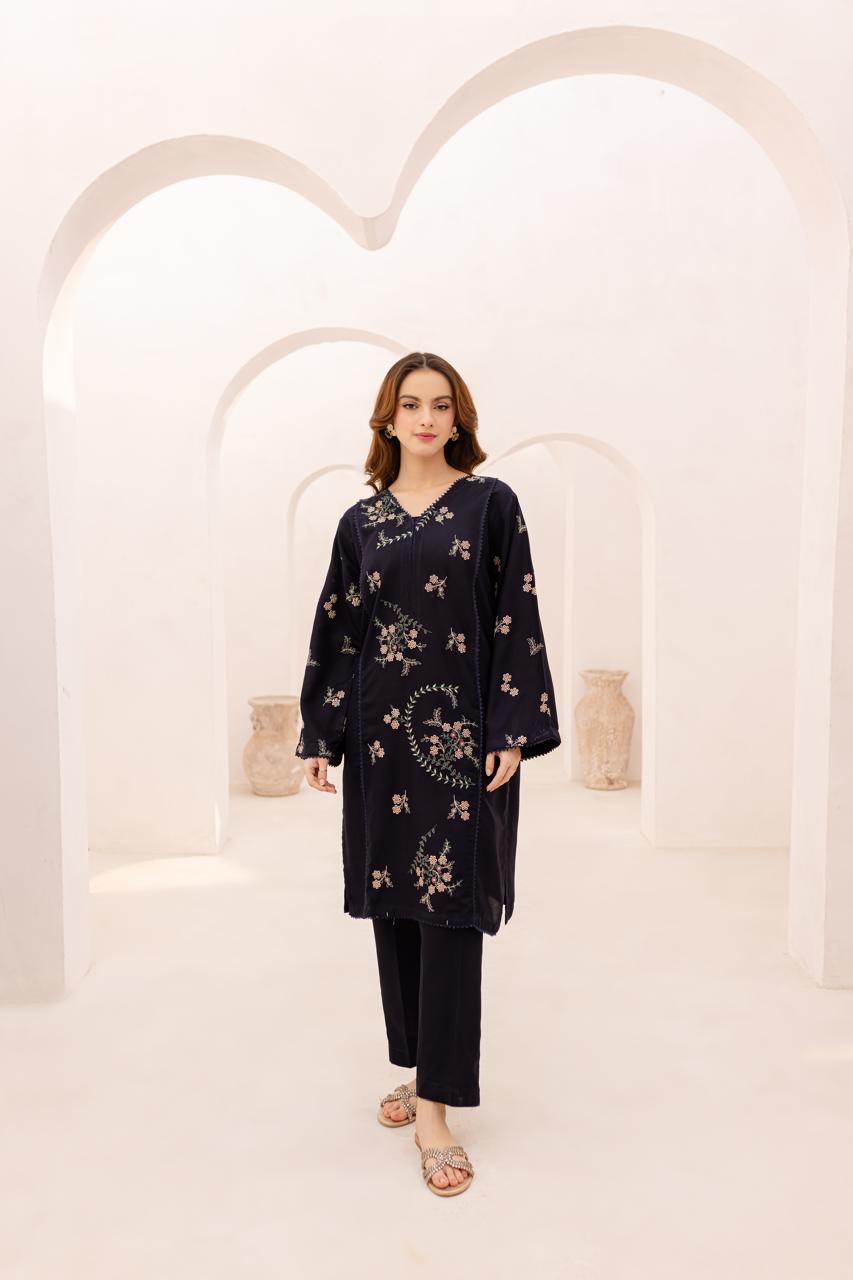 Winter 2PC Embroidered Dress - 1078