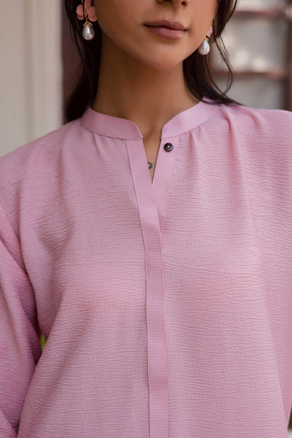 2PC Textured Dress-SP-Powder Pink