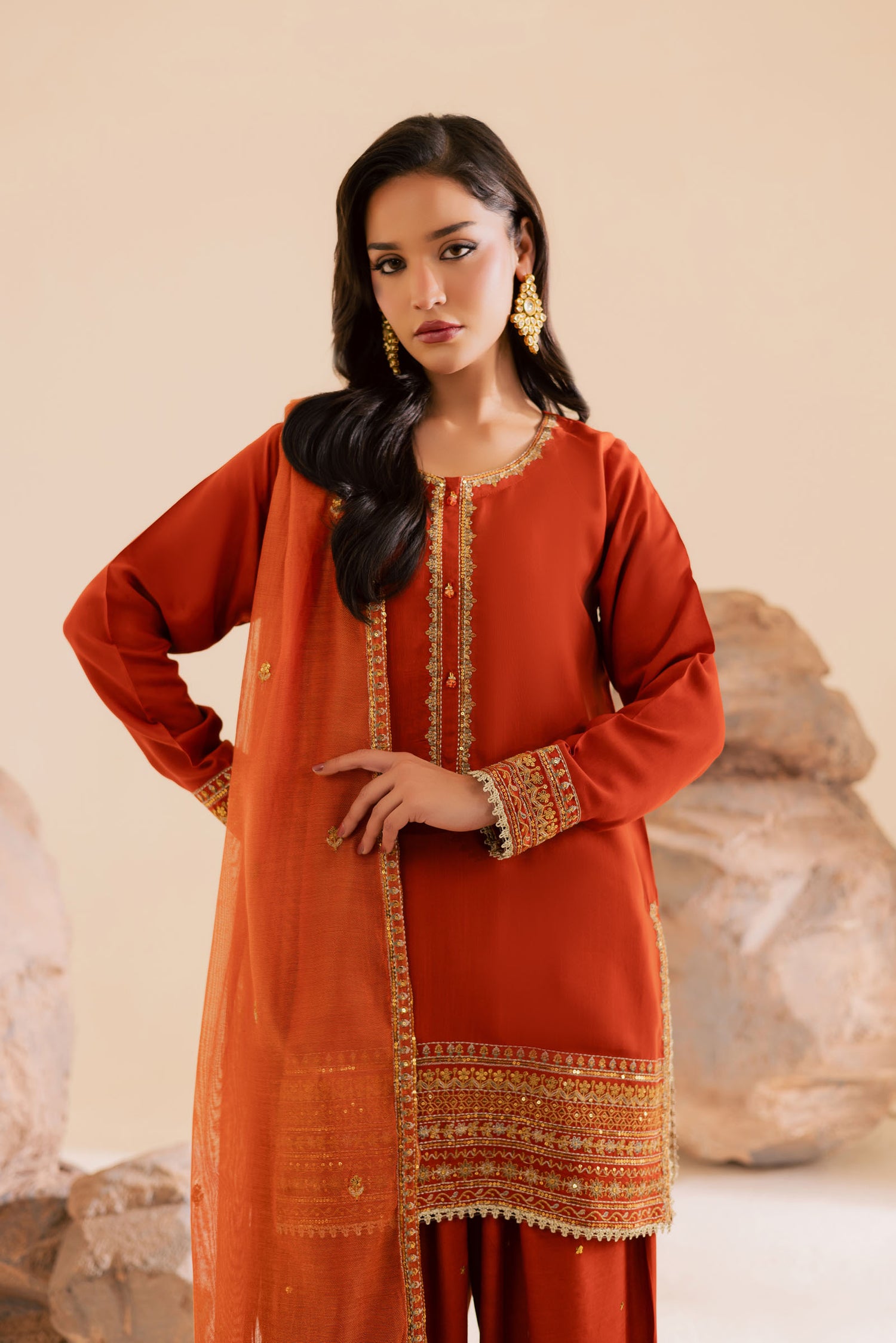 3PC Luxury Embroidered Dress- RSR11