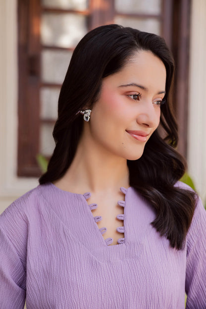2PC Textured Dress-SB-Lilac