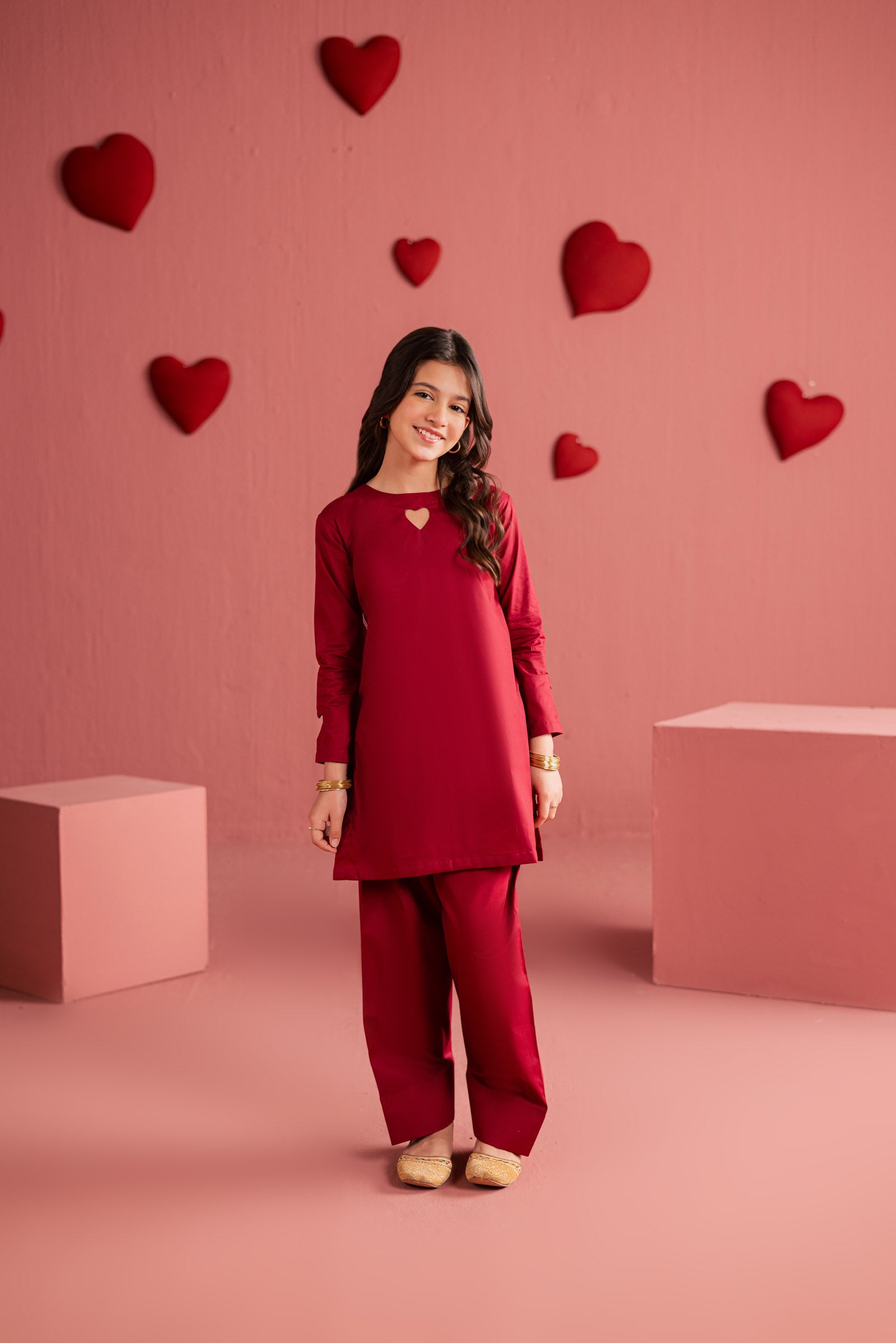 Kids 2PC Solid HSK 06 – Maroon