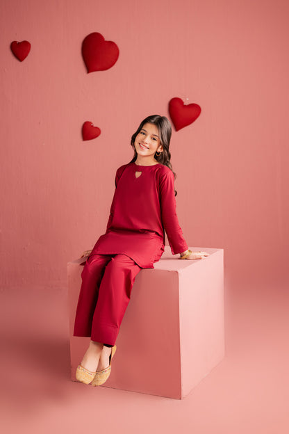 Kids 2PC Solid HSK 06 – Maroon