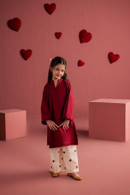Kids 2PC Lawn Embroidered MSK 05 – Maroon
