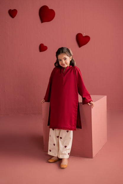 Kids 2PC Lawn Embroidered MSK 05 – Maroon