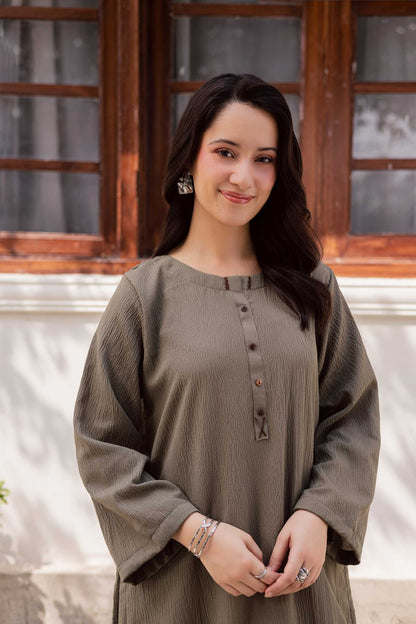 1PC Textured Kurta-Sage Green