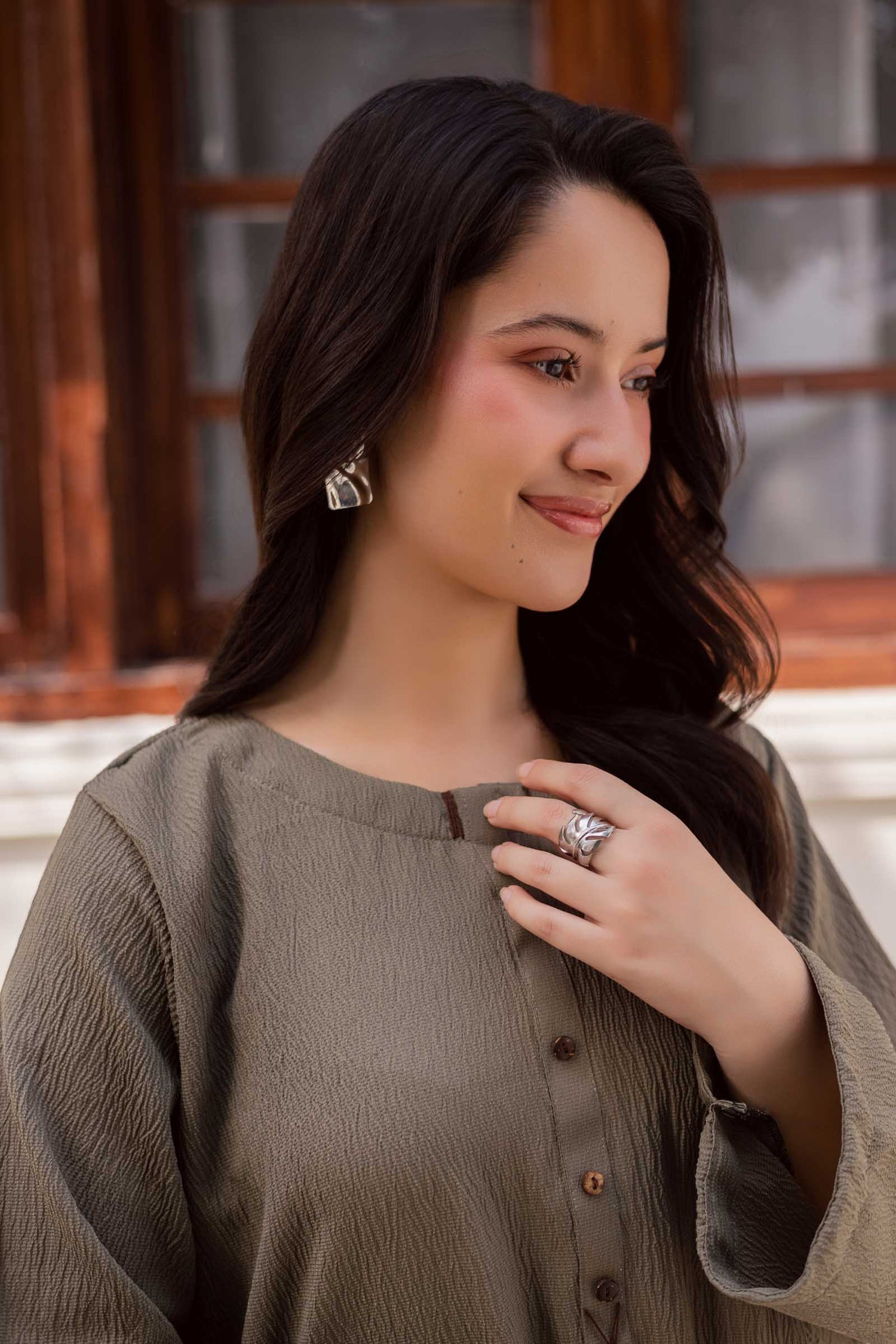 1PC Textured Kurta-Sage Green