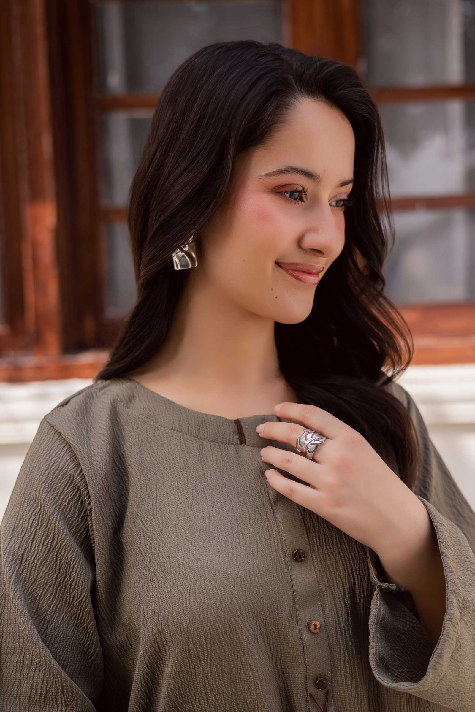 1PC Textured Kurta-Sage Green