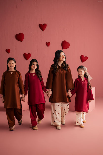 Kids 2PC Lawn Embroidered MSK 05 – Chocolate Brown