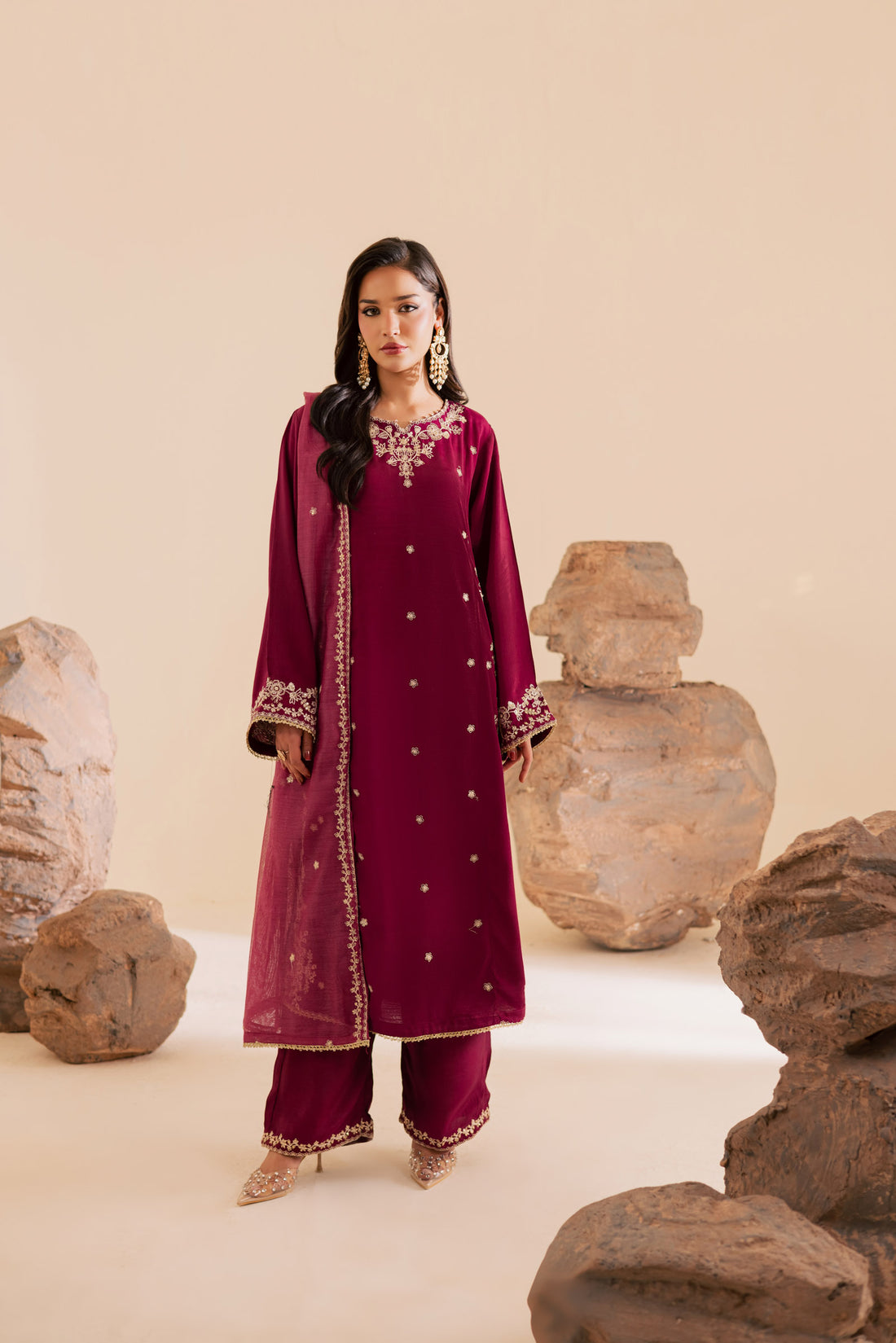 3PC Luxury Embroidered Dress- RSDP14