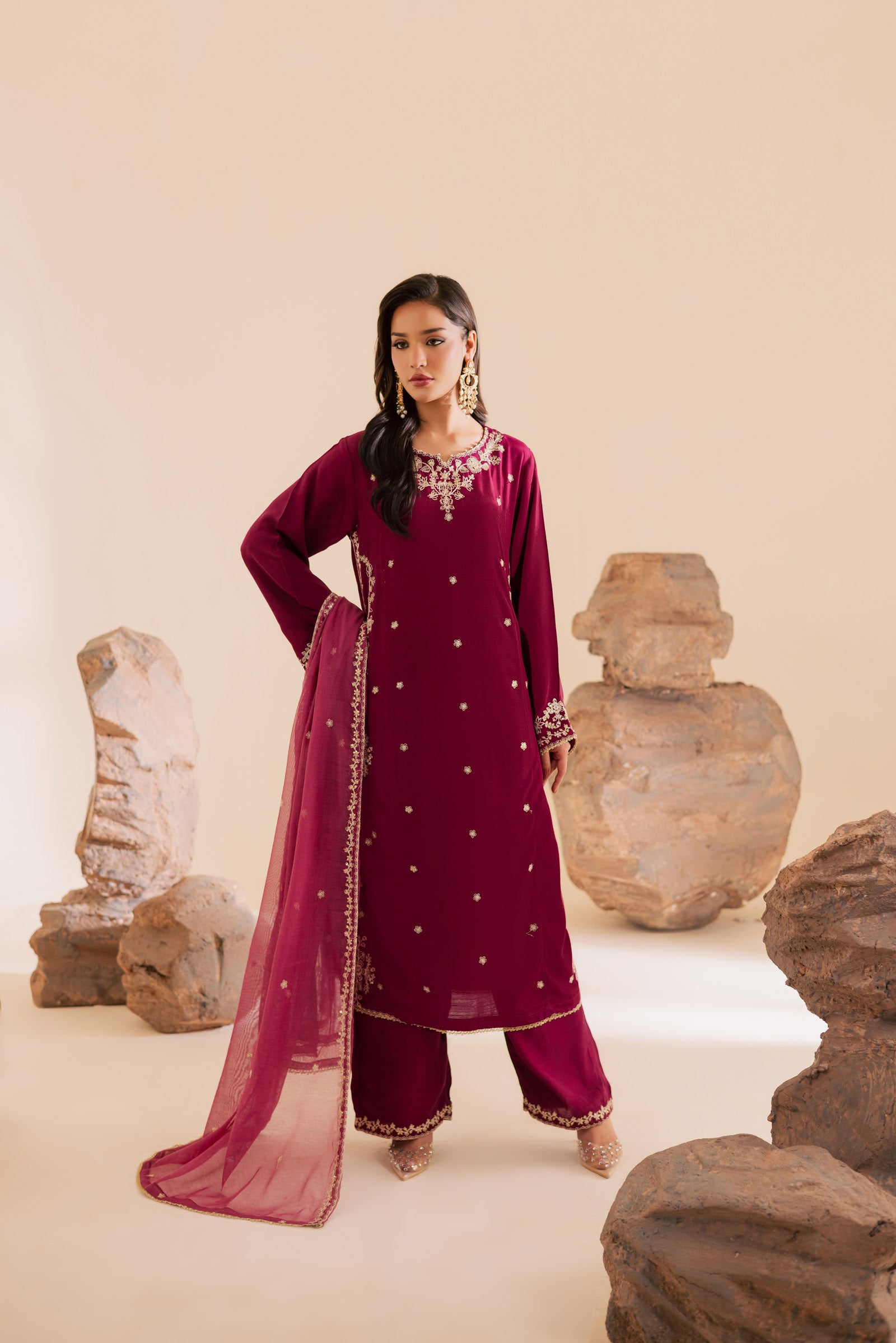 3PC Luxury Embroidered Dress- RSDP14