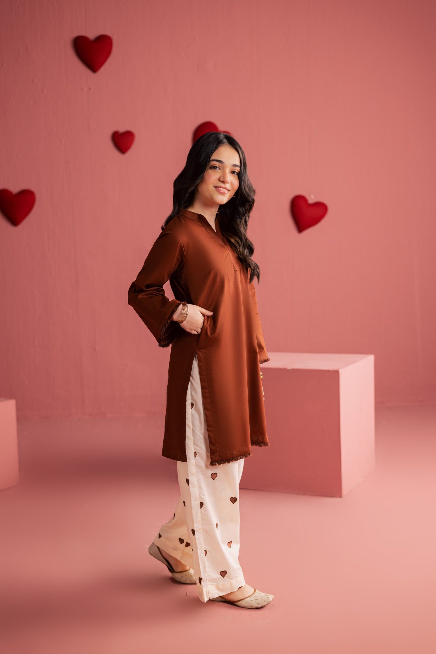 Kids 2PC Lawn Embroidered MSK 05 – Chocolate Brown