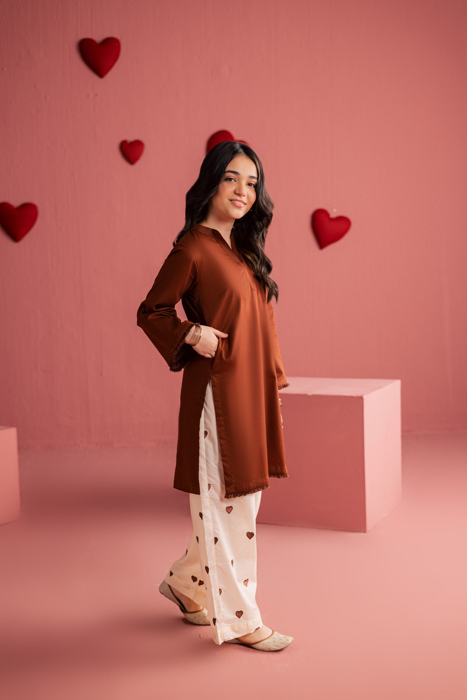 Kids 2PC Lawn Embroidered MSK 05 – Chocolate Brown