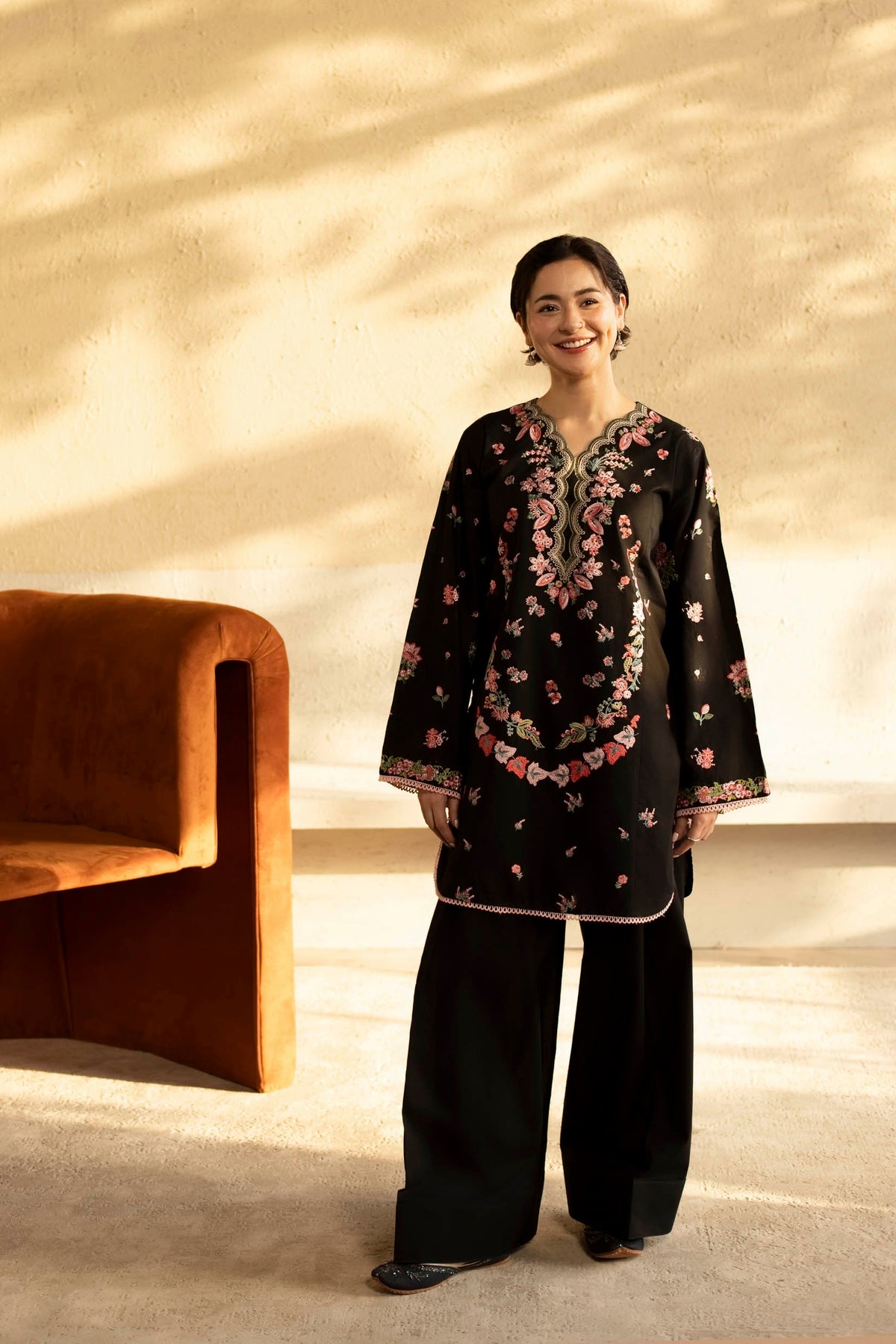 2PC Cambric Embroidered Dress - HM01